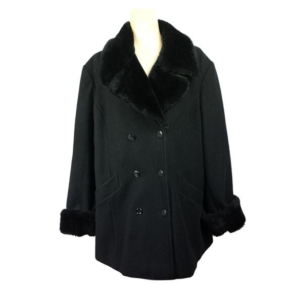 Wool and Silk Reversable Coat with Faux Fur - XL - CAROLINA COLORS - Picture 2 of 10